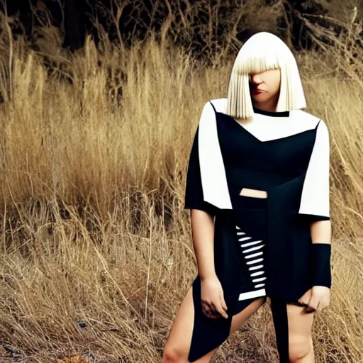 Image similar to Sia Furler photoshoot full body