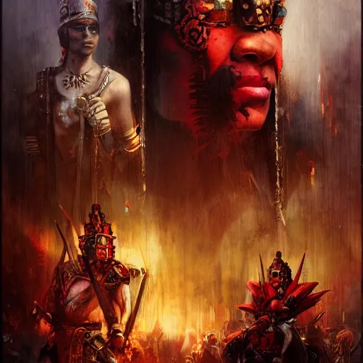 Prompt: rise of the aztec empire by raymond swanland, highly detailed