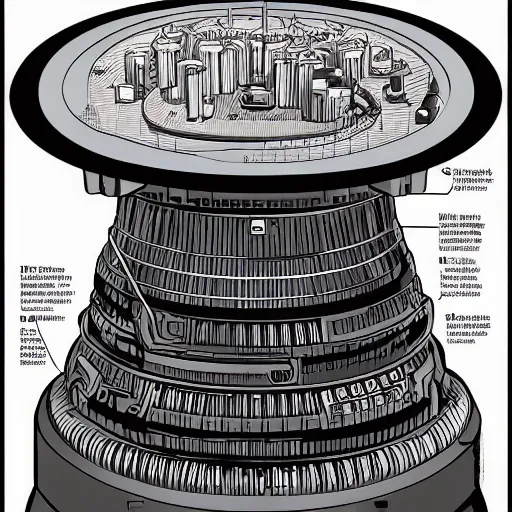 Prompt: illustration of the core of a nuclear reactor, by laurie greasley and james stokoe