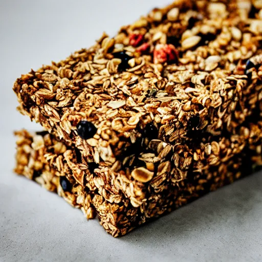 Image similar to close up high resolution photo of granola bar, very tasty, food photography, instagram, trending