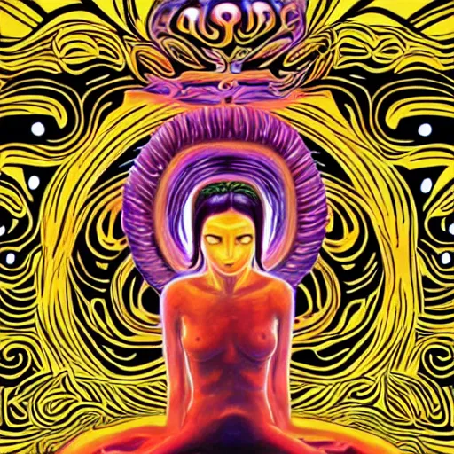 Prompt: the psychedelic cover of uzumaki by amanda sage in art deco style