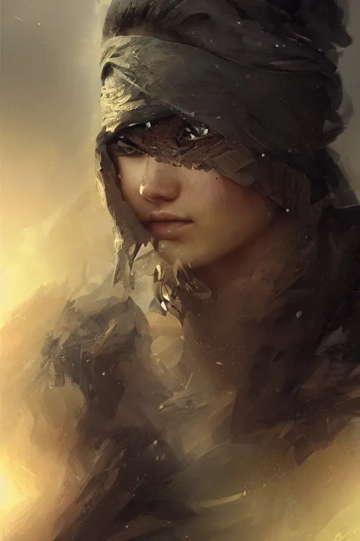 Image similar to powerfull and fierce ninja, close - up portrait, fierce, intricate, elegant, volumetric lighting, scenery, digital painting, highly detailed, artstation, sharp focus, illustration, concept art, ruan jia, steve mccurry