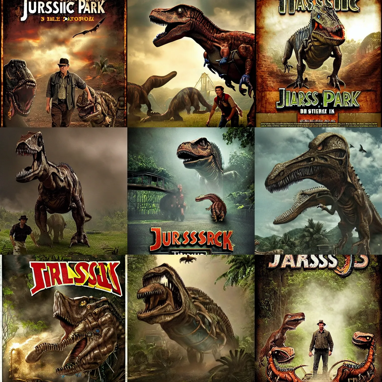 Prompt: jurassic park 3, but steampunk