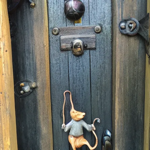 Image similar to rat looking out front door of bag end in hobbiton