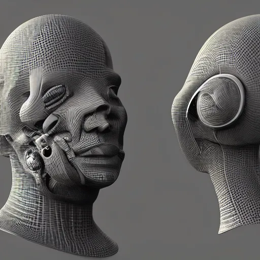 Prompt: zbrush future cyborg 3d art Jonathan zawada plasure model by noisia, former, android human art deep grey