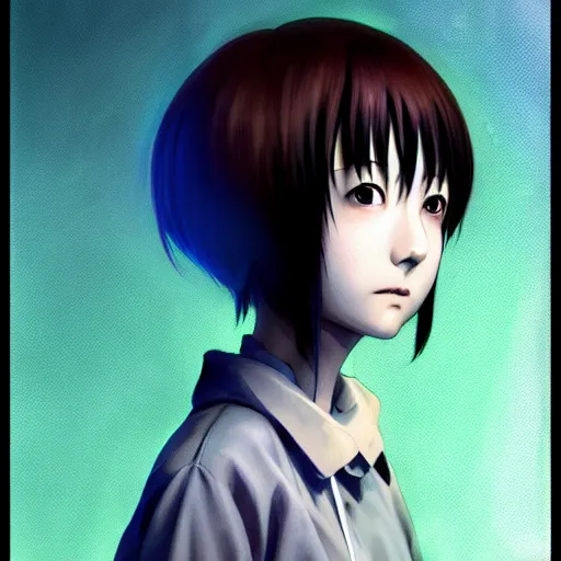 Image similar to lain iwakura, serial experiments : lain. highly detailed, digital painting, artstation, concept art, illustration, by ken saito, lya pilnev, siwoo kim, christophe young, anna podedworna, yin zhen chu