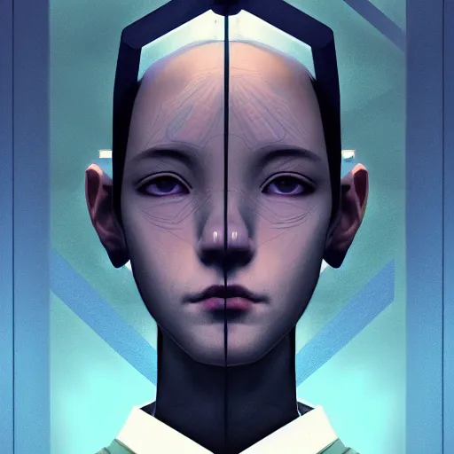 Image similar to symmetry!! portait of serial experiments : lain, sci - fi, intricate, elegant, highly detailed, digital painting, artstation, concept art, smooth, sharp focus, illustration, by bartek fedyczak, erak note, tooth wu, neil richards, kan liu, siwoo kim, jisu choe