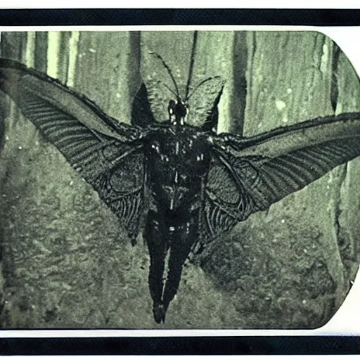 Image similar to real photograph of Mothman, taken on Polaroid