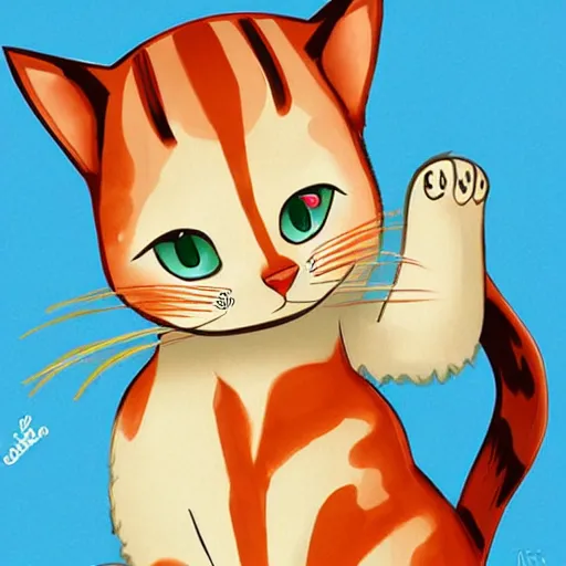 Image similar to cat by disney style, cute, illustration, digital art, concept art, most winning awards