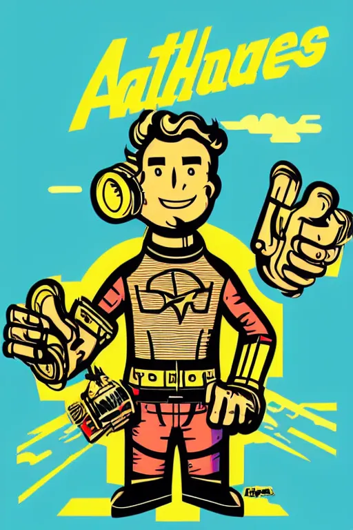 Image similar to fallout 7 6 retro futurist illustration art by butcher billy, sticker, colorful, illustration, highly detailed, simple, smooth and clean vector curves, no jagged lines, vector art, smooth andy warhol style