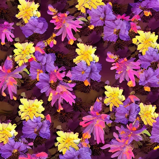 Image similar to a desert full of fragrant flowers, award winning digital art