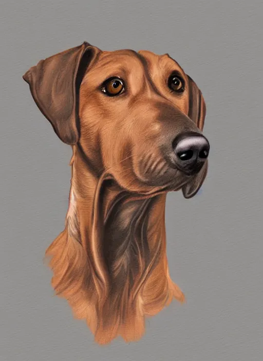 Image similar to digital art, illustrator brown short haired dashhound