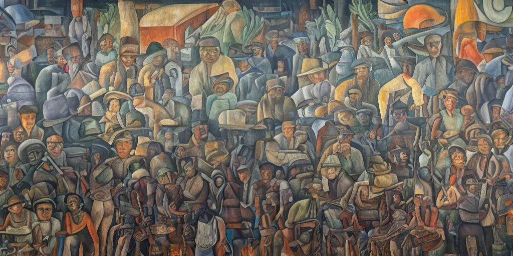 Image similar to diego rivera mural, detailed, 4k