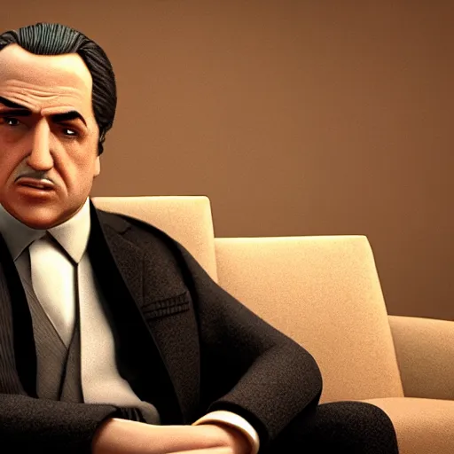 Prompt: don corleone as a pixar character : : unreal engine, octane render, 3 d render, photo - realistic, cg, visualisation, 4 k