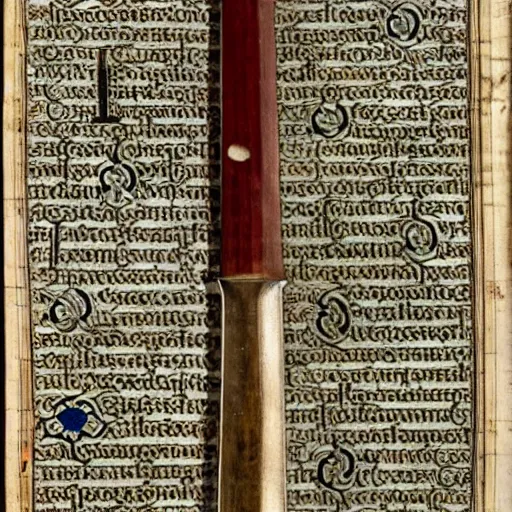 Image similar to a sword with an inlay engraving of a medieval map