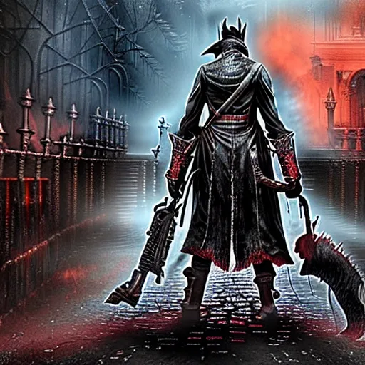 Image similar to bloodborne but with cats