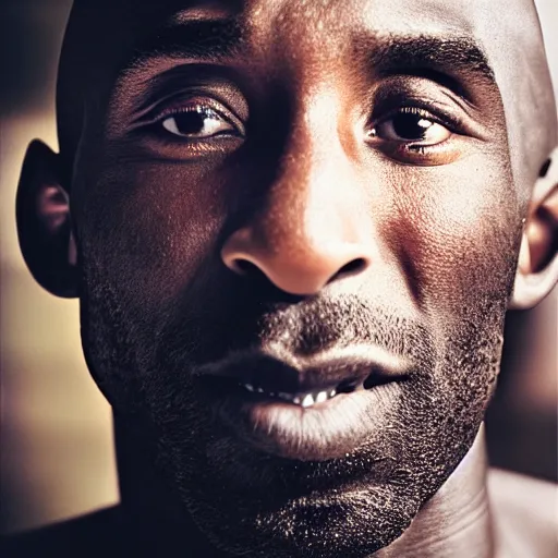 Prompt: closeup portrait of Kobe Bryant , new york back street , by Steve McCurry and David Lazar, natural light, detailed face, CANON Eos C300, ƒ1.8, 35mm, 8K, medium-format print