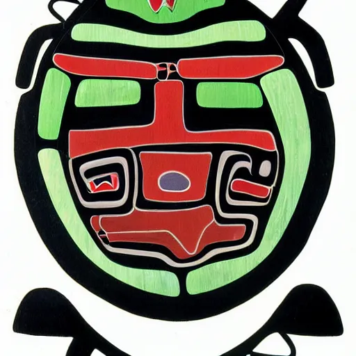 Prompt: turtle. pacific northwest coast, haida gwaii, formline, native art, tribal art, haida, clean, haida