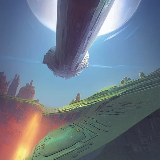 Prompt: a beautiful concept of the surface of an o'neill cylinder by Chris Foss,raphael lacoste, andreas rocha, john harris, dramatic perspective, artstation,