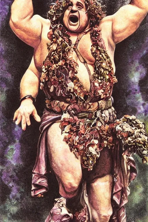 Image similar to danny devito as dionysus by josh kirby