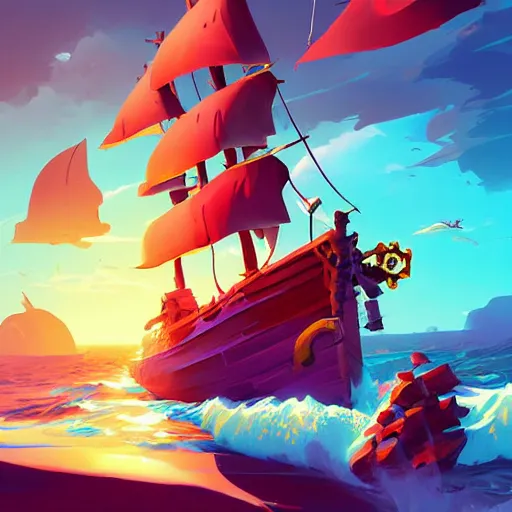 Image similar to painting treasure on sea of thieves game smooth median photoshop filter cutout vector, behance hd by jesper ejsing, by rhads, makoto shinkai and lois van baarle, ilya kuvshinov, rossdraws global illumination