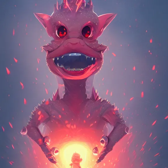 Prompt: an image of a cute baby dragon, eyes glinting red as it looks at the camera, mid - shot, middle shot, by sylvain sarrailh, rossdraws, ambient light, concept art, ultra detailed, fantasy artwork, 8 k, volumetric lighting, trending on artstation, award winning, very beautiful.