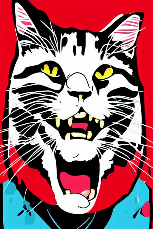 Image similar to Portrait of a cat as a wrestler, sticker, colorful, illustration, highly detailed, simple, smooth and clean vector curves, no jagged lines, vector art, smooth