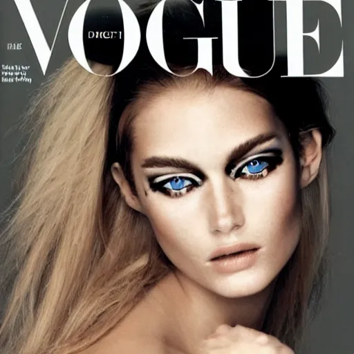 Prompt: the most stunning eyes gazing into the camera female supermodel, vogue magazine photo