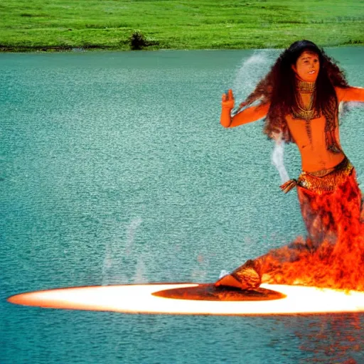 Image similar to a photo of the Egyptian Goddess Of Fire walking on water at the Nilo