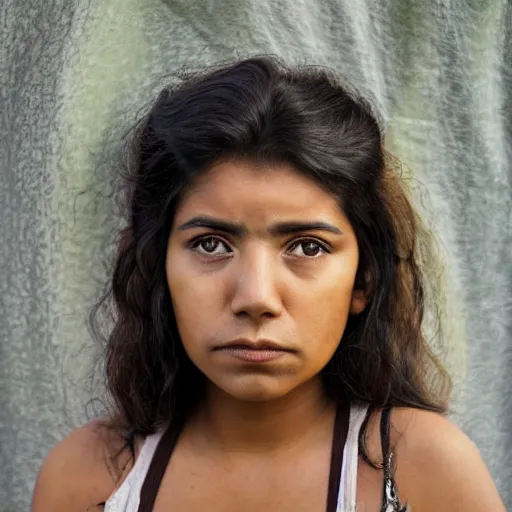 Prompt: photo of a young mexican woman in the style of martin schoeller