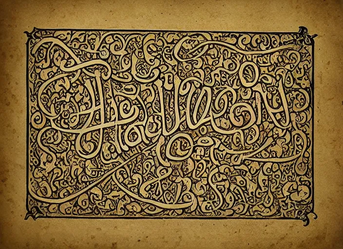 Image similar to beautiful handwriting style lettering, medieval blackletter, decorative