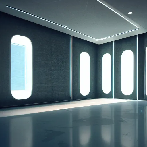 Image similar to futuristic empty room by norman foster, surreal, atmospheric lighting, octane render, unreal engine, 8 k