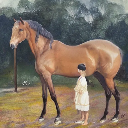 Prompt: A very very very very very very very very very very very very very very very very very very very very beautiful painting of a horse next to a cottage