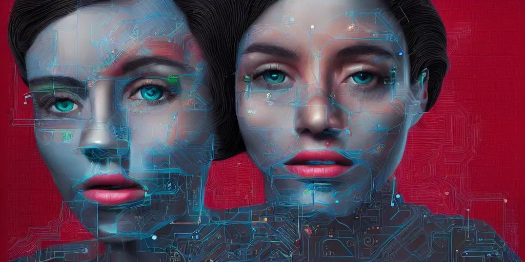 Image similar to portrait of computer & circuits, computer virusm, 8 k, by tristan eaton, trending on deviantart, face enhance, hyper detailed, minimalist, super detailed, cinematic, unreal engine, octane render, chalk texture on canvas