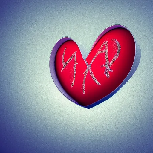 Image similar to a heart with the name alex written on it, cute, high detail, well lit, octane render, blender, particles,