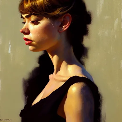 Image similar to greg manchess side portrait of imogen poots, deathknight, organic painting, matte painting, bold shapes, hard edges, street art, trending on artstation, by huang guangjian, gil elvgren, sachin teng, greg rutkowski, magali villeneuve, artgerm, jeremy lipkin, michael garmash and, rey