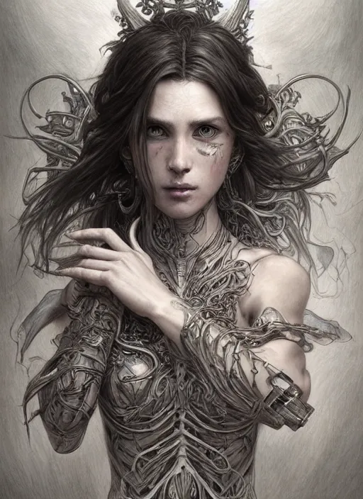 Image similar to an intricate pencil sketch of monster anatomy, ultra realistic, concept art, intricate details, eerie, highly detailed, photorealistic, octane render, 8 k, unreal engine. art by artgerm and greg rutkowski and charlie bowater and magali villeneuve and alphonse mucha