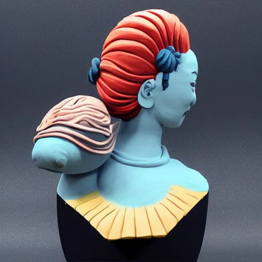 Prompt: claymation, 3 d clay sculpture, made of clay, ukiyo - e sculpture, colorful, inspired by hokusai