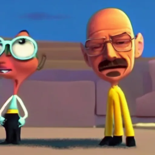 Image similar to A screenshot of Walter White in Meet The Robinsons (2007) low quality, vhs quality,