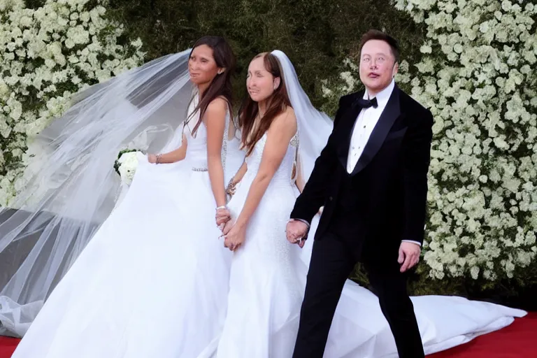 Image similar to elon musk and his girlfriend on wedding