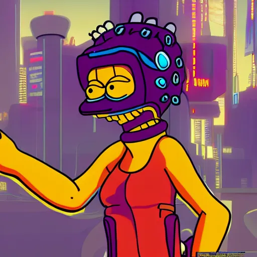 Prompt: photorealistic cyberpunk Lisa Simpson hd