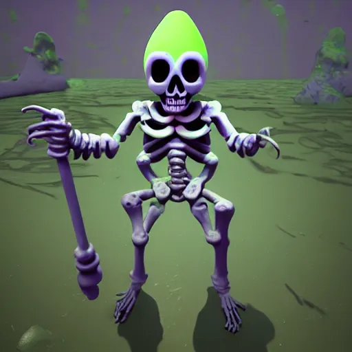 Image similar to slime lord king of the slime universe, skeleton, full body included, wide shot, 1 4 mm lens, f 2. 8, goopy, goop, fluids, soft tissue, subsurface scattering, reflections, ambient occlusion, raytracing, unreal engine 5, pixel art 8 - bit, by beeple