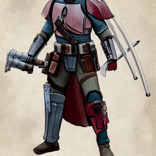 Image similar to a medieval mandalorian in the style of expert beautiful digital art, detailed, epic, stunning composition