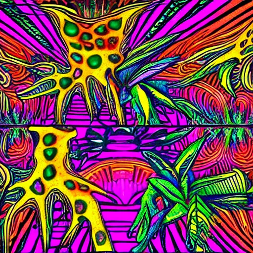 Image similar to psychedelic trippy couch in jungle, forest, out of moment, casual walk, montgomery field, music school, jazz enthusiasts