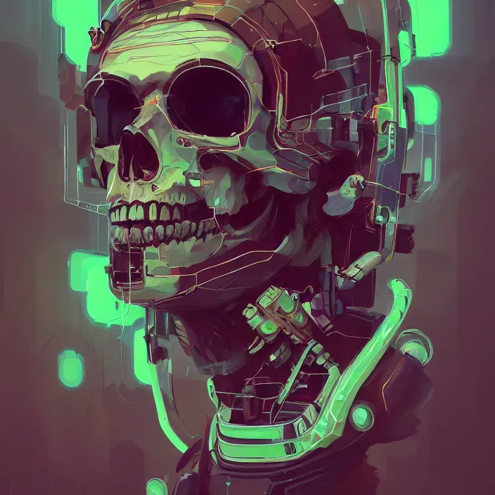 Image similar to a beautiful painting of a cyberpunk skull by sergey kolesov and sachin teng and pascal blanche. in style of digital art. colorful comic, symmetry, hyper detailed. octane render. trending on artstation