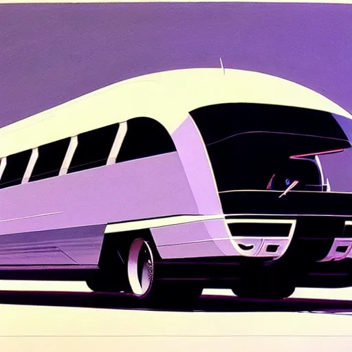 Prompt: concept art for a flying bus, painted by syd mead, high quality