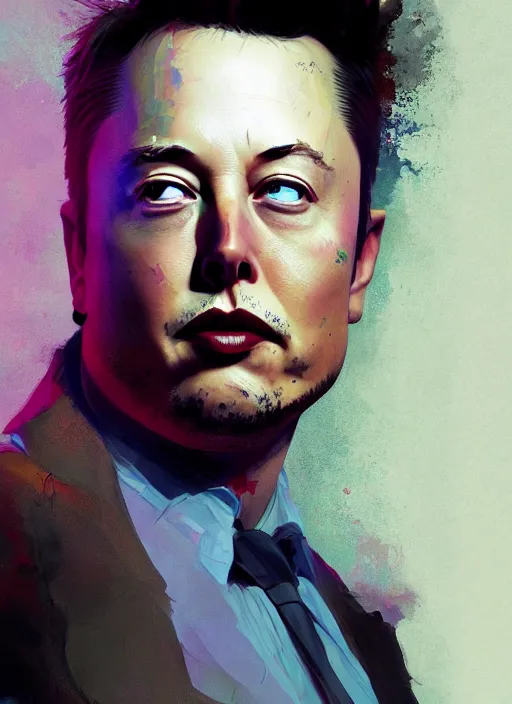 Image similar to a beautiful portrait of elon musk. character design by cory loftis, fenghua zhong, ryohei hase, ismail inceoglu and ruan jia. volumetric light, detailed, rendered in octane