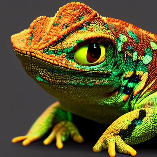 Image similar to cookie the Chameleon. Detailed anime 8k.