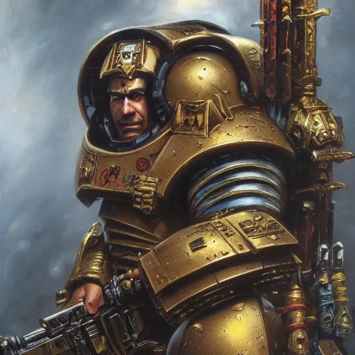 Image similar to Sofia Vegara as a space marine Primarch, warhammer 40k, closeup character portrait art by Donato Giancola, Craig Mullins, digital art, trending on artstation