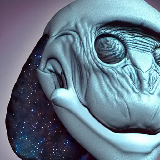 Image similar to a close up of an alien head with a white background, a hologram by Alan Bean, featured on zbrush central, hurufiyya, zbrush, polycount, airbrush art